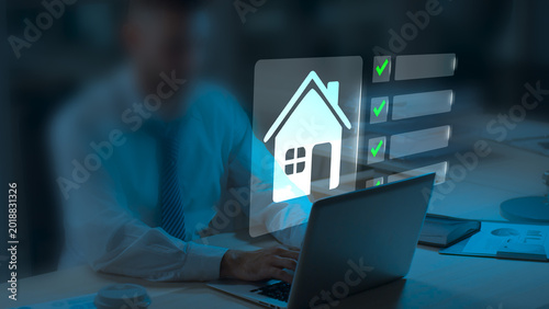 Real Estate Checklist Concept, a Professional Organizing Real Estate Tasks on a Laptop Using a Digital Checklist, Streamlining Property Management and Housing Investments with Innovative Tools