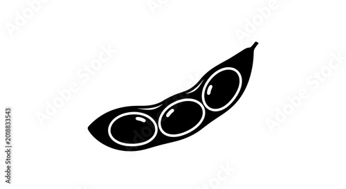 Bild auf Leinwand Soybean pod silhouette with three beans black and white