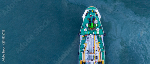 Aerial view oil and gas tanker ship freight shipping oil and gas, Global business freight shipping import export logistic transportation oil and gas product tanker ship, Sea freight oil product tanker