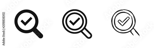 Bild auf Leinwand Search Quality Control and Verification Magnifying Glass Icon Set