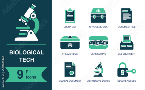 Foto Biological tech icon set