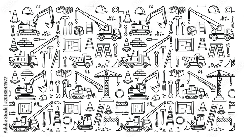 Obraz premium Construction site with various industrial equipment.