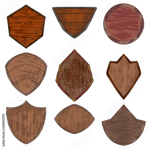 Wooden shield element decoration 