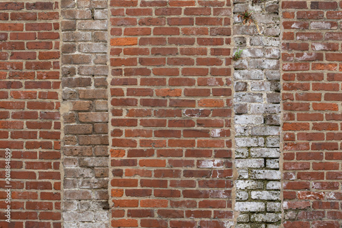 Historic Brick Wall with Repaired Masonry Sections