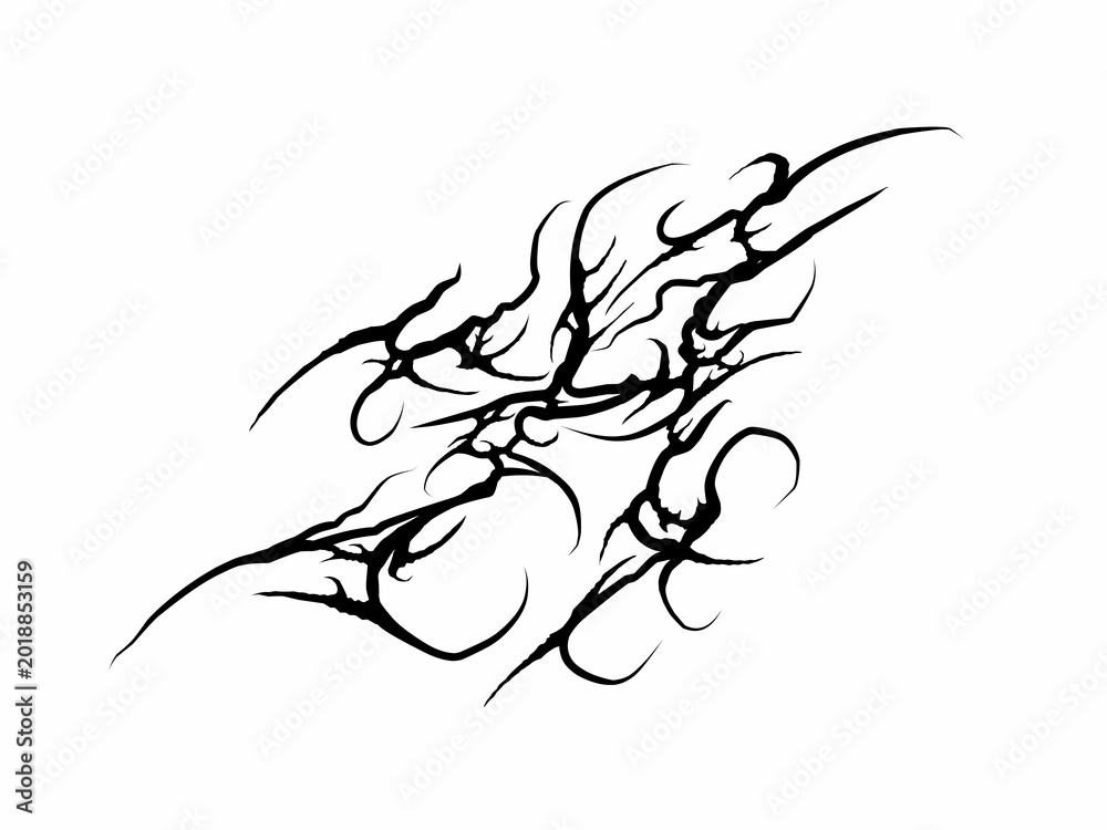 Obraz premium Abstract tribal lines forming an organic gothic shape, fluid neo tribal vector ideal for t-shirt prints, tattoos, and streetwear graphics
