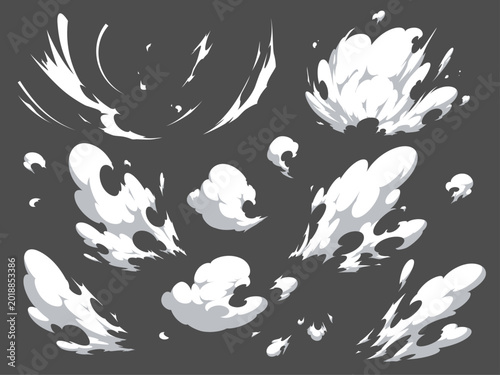 衝撃の煙のエフェクトのイラスト素材セット