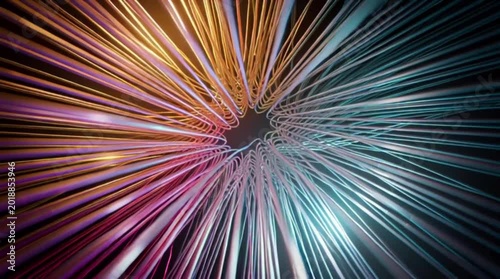 Dynamic Neon Light Trails Tunnel Motion Background