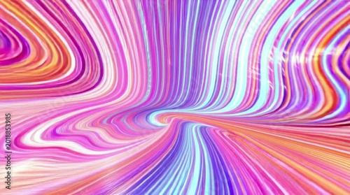 Fast Motion Through Vibrant Neon Glowing Fiber Optic Tunnel