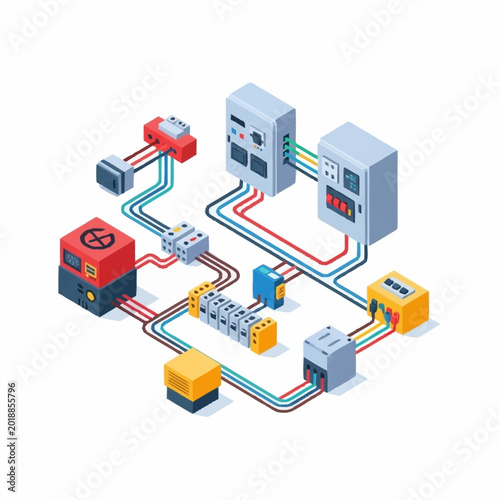 Electrical power distribution system schematic diagram isometric view.