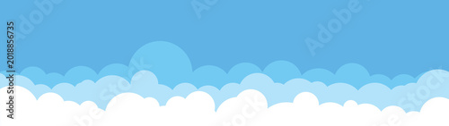 Bild auf Leinwand Vector Illustration of Long Elongated White Clouds on a Blue Sky Background, Ide