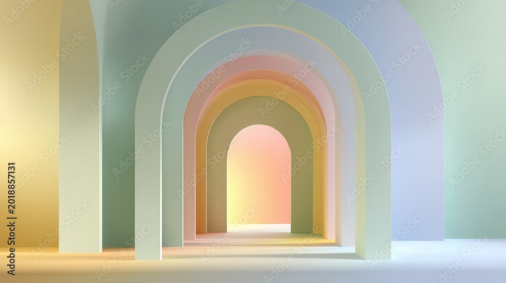 Fototapeta premium Pastel Colored Arches Abstract Architecture