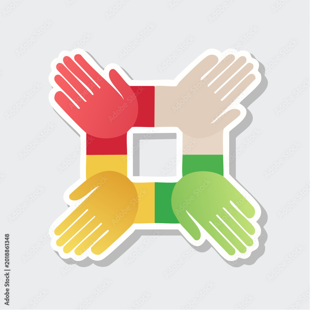 Obraz premium Diverse Hands Forming Unity Symbol