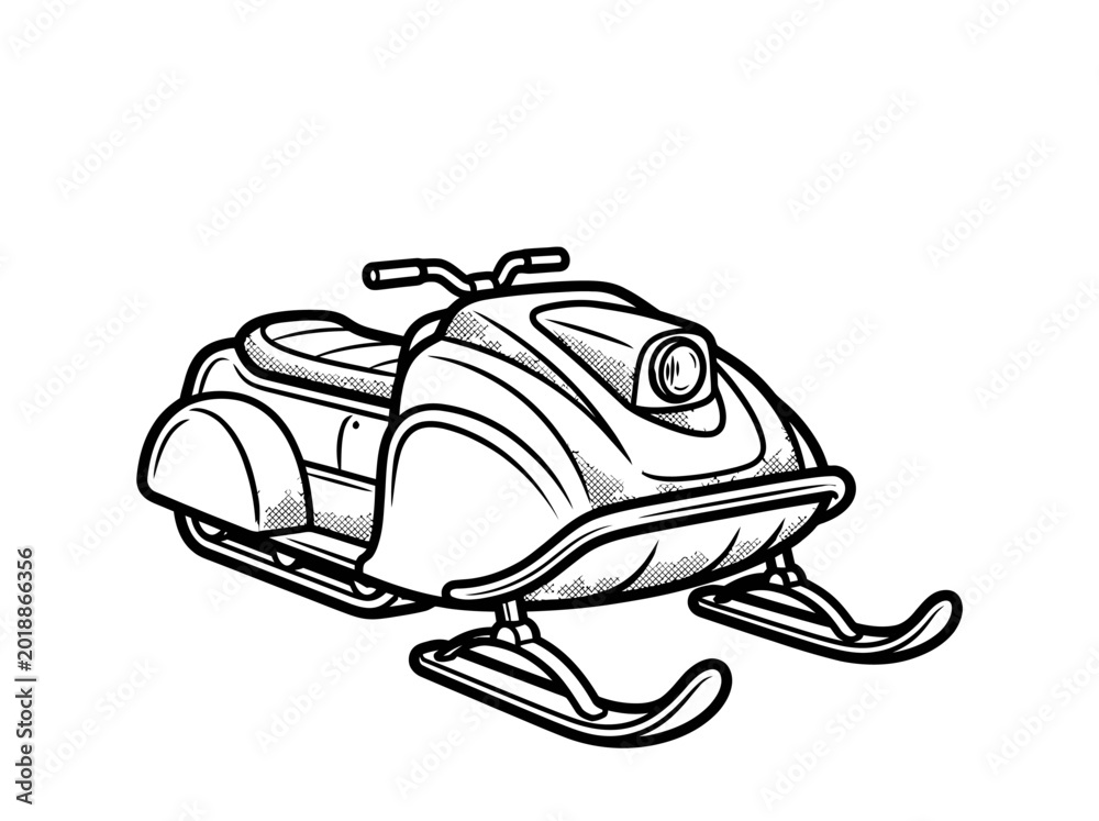 Fototapeta premium Snowmobile Vehicle Winter Recreation Transport.