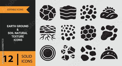 Bilde på lerret Earth Ground Soil Natural Texture Landscape Solid Icon Collection