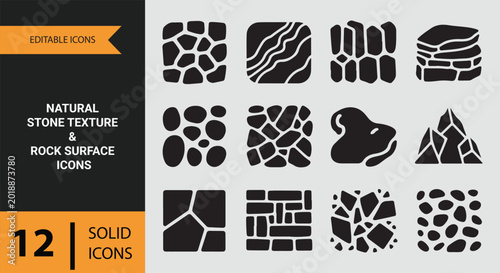 Natural Stone Texture Rock Surface Abstract Solid Icon Collection