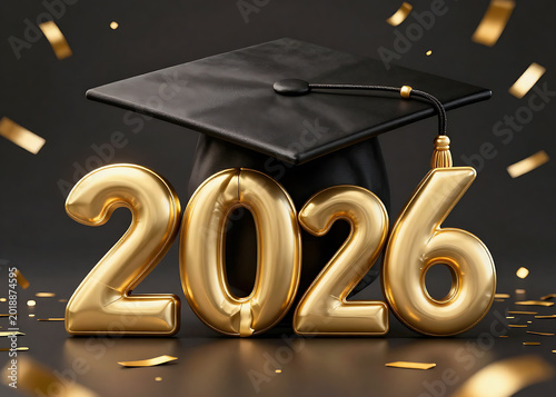 Black and gold graduation 2026 background