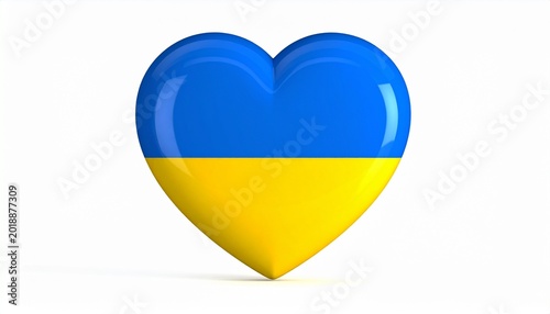 A glossy three dimensional heart shape rendered with horizontal blue and yellow stripes isolated on a clean white background for design. Free Download A glossy three dimensional heart shape rendered with horizontal blue and yellow stripes isolated on a clean white background for design. - GFXLoad