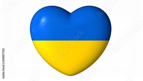 Free Download A glossy three dimensional heart shape rendered with horizontal blue and yellow stripes representing national pride and global unity concepts. - GFXLoad
