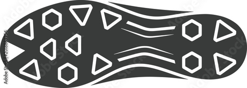 Schilderij op canvas Minimalist soccer cleat sole illustration showing traction stud pattern for prof