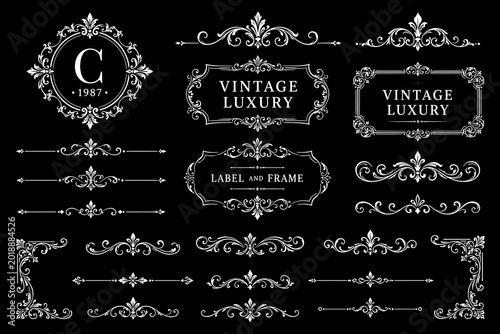 Set of vintage luxury decorative frames and calligraphic ornaments