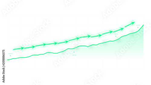 Tablou pe pânză PNG image of Green financial growth chart with rising arrow, upward business tre