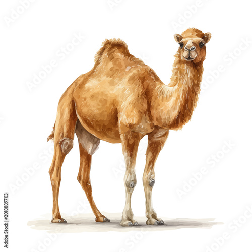 Photos Camel watercolor vector, hand-painted style, high-quality illustration isolated on white background