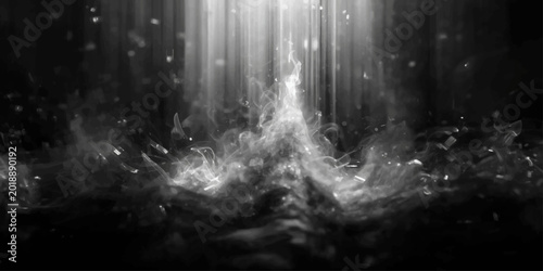 Photos A dark abstract texture of cold white water drops and a light splash creates a f