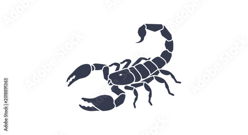 Schilderij op canvas Scorpion Silhouette, Dark Blue Insect Icon, Isolated on White Background