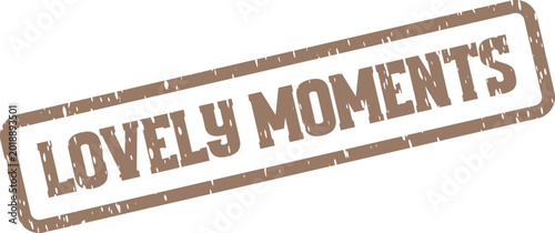 Konstfotografi Brown grungy rubber stamp impression featuring Lovely Moments text for cherished