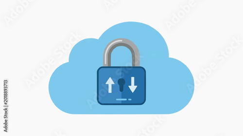 Cloud Security: An illustration of a blue cloud and padlock represents the concept of data protection and privacy in cloud computing. Free Download Cloud Security: An illustration of a blue cloud and padlock represents the concept of data protection and privacy in cloud computing. - GFXLoad