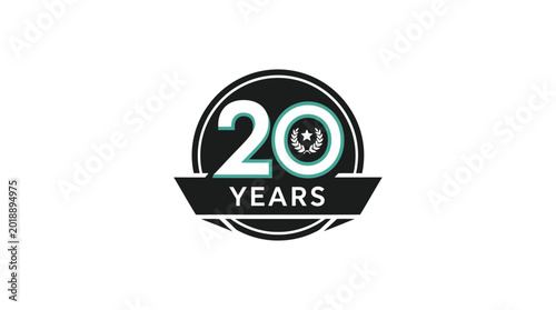 Free Download Twenty years anniversary emblem with laurel wreath black and white silhouette high quality professional detailed modern - GFXLoad