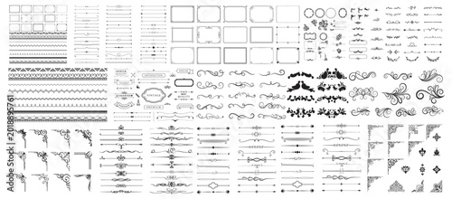 Ultimate Mega Bundle of Vintage Decorative Elements: Floral Borders, Filigree Dividers, Elegant Corner Ornaments, Calligraphic Swirls, and Retro Frames for Professional Graphic Design