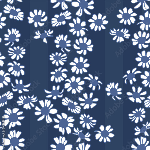 Seamless decorative pattern with daisies. Print for textile, wallpaper, covers, surface. For fashion fabric. Modern style millefleurs.