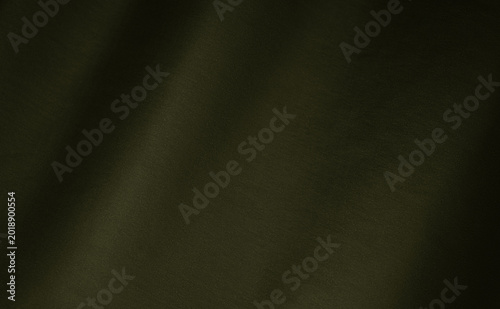 Black dark olive military khaki green fabric material texture background. Soft draped lines, folds.  Hunting security army outdoor  survival concept. Empty blank minimal design.