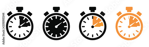 Tableau sur toile Stopwatch icon set with various time intervals and progress indicators for tracking duration speed