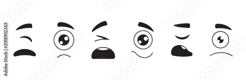 Fotografía Cute cartoon facial elements with varied emotions and expressions