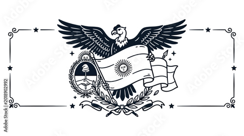 Tableau sur toile Eagle holding the flag of Argentina in vintage illustration style