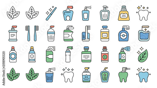 Foto Colorful set of flat design icons showing people doing various jobs and activiti
