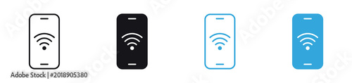Mobile WiFi icon set. smartphone with wireless signal icons. mobile internet and wireless connection concept. vector illustration.