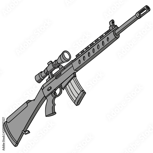 Photos Modern semi-automatic rifle with scope illustration assault rifle long range