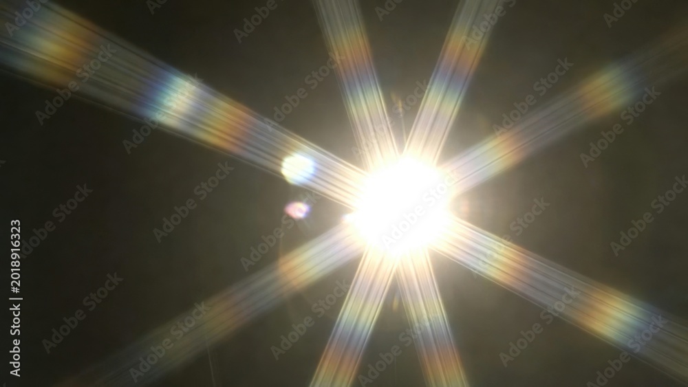 Obraz premium Point light producing starburst rays in dark interior