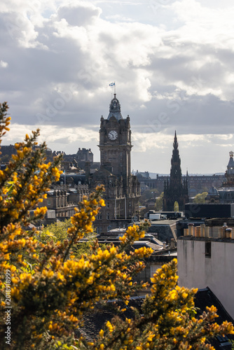Edinburgh Skyline with Scott Monument and Historic Old Town at Golden Hour