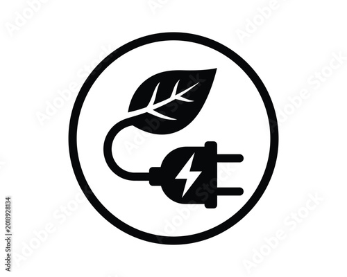 Green energy environmental icon for sustainable power source and eco friendly electricity conservation.