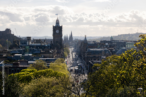 Edinburgh Skyline with Scott Monument and Historic Old Town at Golden Hour