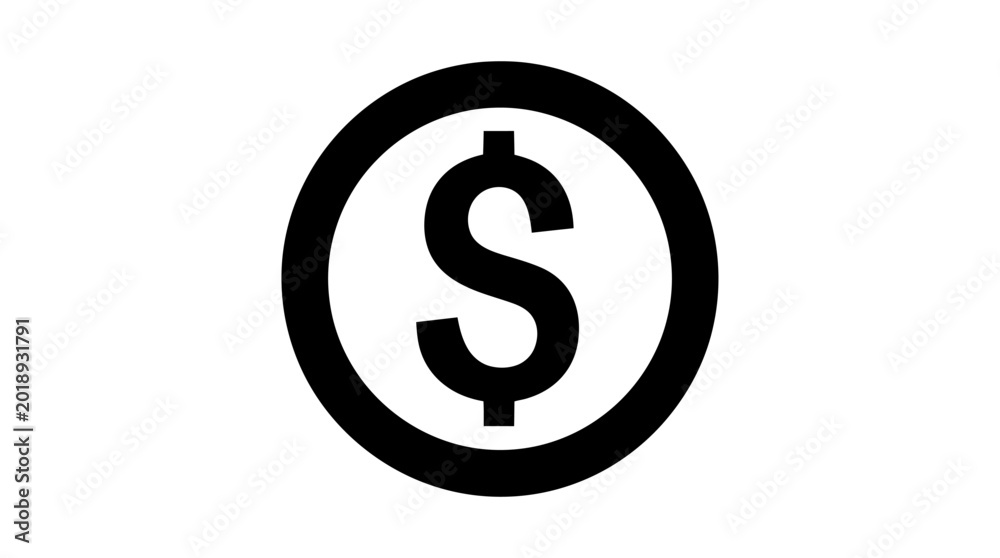 Obraz premium Dollar sign icon in a circle black on white background