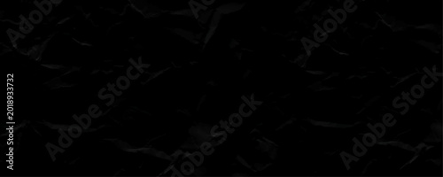 Tableau sur toile Black crumpled paper texture with folds, black background, wallpaper