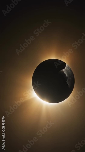 Total solar eclipse with corona and Bailey's beads, celestial event in dynamic motion, symbolizing cosmic wonder, astronomical phenomenon, and natural spectacle