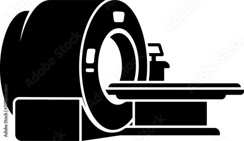 Bild auf Leinwand MRI scanner machine icon, CT scan medical diagnostic equipment silhouette, hospi