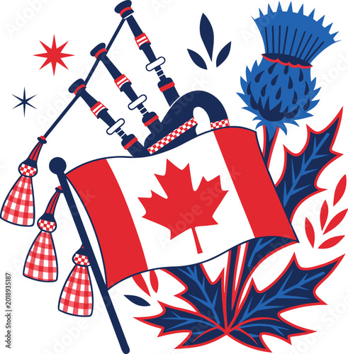 Canvas Print Adobe Illustrator Artwork  Happy Canada Day Maple Leaf Celebration Banner