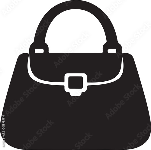 Quadro su tela Bold silhouette handbag icon vector isolated on white background